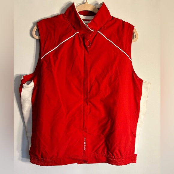 LIZ GOLF RED VEST RETRO SPORTS FULL ZIP BACK POCKET ZIP PACKABLE WOMEN’S SIZE XL - Picture 1 of 8